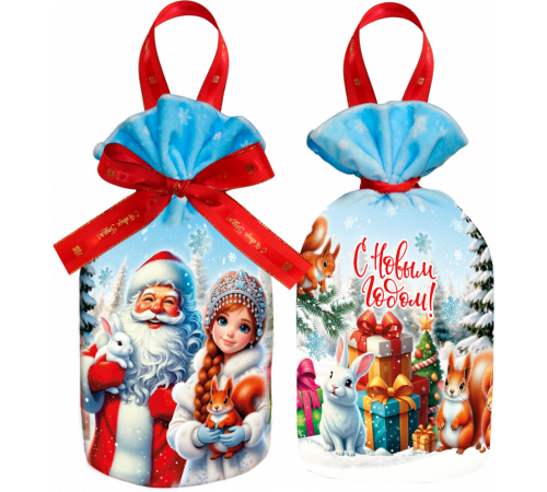Мешочек из меха "Дед мороз и снегурочка" 800 гр.