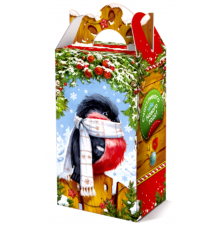 Коробка "Снегирь с подарочком" 600 гр. +плюс фетр игрушка