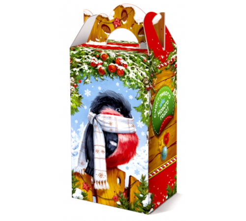 Коробка "Снегирь с подарочком" 600 гр. +плюс фетр игрушка